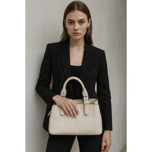 Dooney & Bourke Pebble Leather Satchel Tote Bag Cream Ivory Shoulder Purse